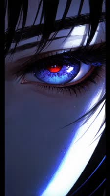 Magic Hour | Anime character face with one glowing red eye and one ...