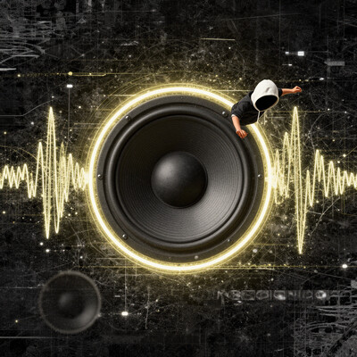 layout1, masterpiece, best quality, amazing quality, very aesthetic, absurdres, newest, lines, screen, glitch, huge speaker at the center, ring of neon light, sound wave, sound lines, masterpiece, best quality, pose, dynamic angle, dynamic shot, 1boy, solo, (mature:1.2), hood, short sleeve, hoodie, black face, poster art, abstract, collage, (random textures, glitch effect:1.2), yellow and black color palette, soft lighting, limited palette, (glitch:1.4), gltich background, male, 2.5D