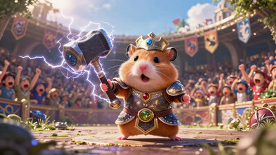 Cast your imagination to a grandiose arena set amidst a sprawling fantasy metropolis, where a super cute hamster engages in an electrifying battle. Clad in gleaming armor, perfectly scaled to its diminutive size, the hamster looks both regal and formidable, a true champion of the arena. In its paw is a diminutive yet potent hammer coursing with arcs of lightning that crackle ominously around it, while its whiskers twitch in fierce concentration. The arena is filled with throngs of spectators, cheering for the pint-sized warrior, the air alive with booming shouts of excitement and awe. Banners flutter in the breeze, depicting emblems of mythical beasts and legendary heroes. The sky is clear, the sun casting a radiant glow on the polished stone of the arena grounds. Around the edges, otherworldly flora thrives despite the crowd's relentless energy, whispering of natural magic. Capture the thrill and valor of battle in a fantastical setting where even the smallest hero can wield mighty powers and inspire with their courage, amidst roars of admiration and skies echoing with electric energy.