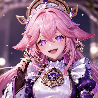 (masterwork, masterpiece, best quality, hyper-detailed, 8k uhd:1.4) 1girl, solo, CivChan, pink hair, purple eyes, quality: masterpiece, extremely aesthetic, highly detailed, vibrant colors, vivid colors, saturated, crazy smile, maid outfit, (millionaire:1.4)