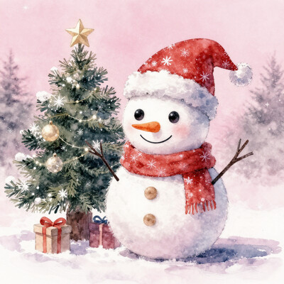 pinkretrochristmaswatercolor, , , aidmaimageupgrader