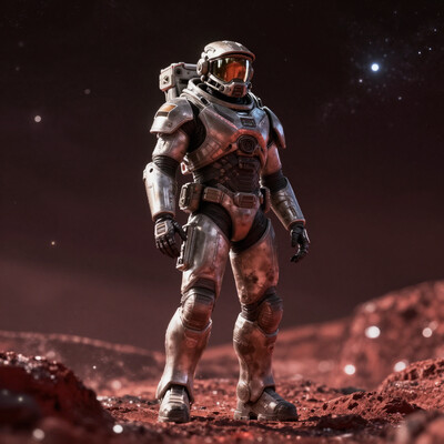 alieffp, Master Chief on a red planet, with a cosmic skyscape above him
