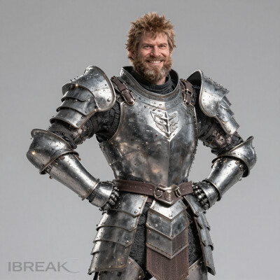 (masterwork, masterpiece, best quality, hyper-detailed, 8k uhd::1.4), BREAK meimarkobeast, meimar shirt armor BREAK looking at viewer, hands on hips, smile