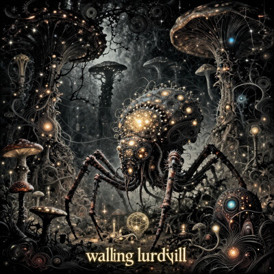 highly detailed, intricate, detailed background, famous artwork inspired by jean-francois millet and thomas baxa and michael whelan and magali villeneuve, dark scifi style, fractal art, beware this otherworldly glowing invertebrate abomination, aptly named wailing lurdwill, with its many legs, this exotic, deadly poisonous creature roams the bioluminescent skrunkleshroom forests and psionified jungles of its alien world granitor ii, where gigantic thorgles and towering grumptrees flumber in the mist, golden ratio, in the style of ck-ovf, amanoer, arsmjstyle, dnddarkestfantasy, aidmamj6.1