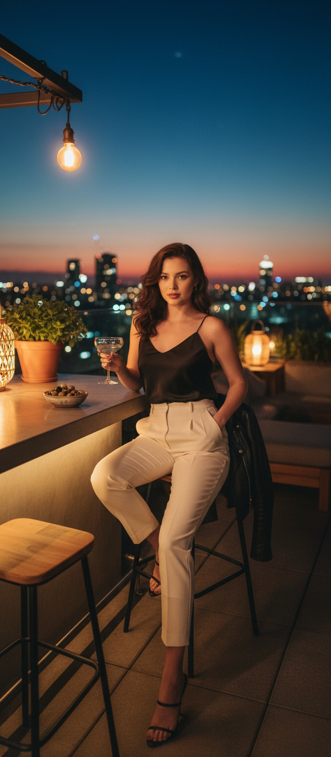 Rooftop bar evening