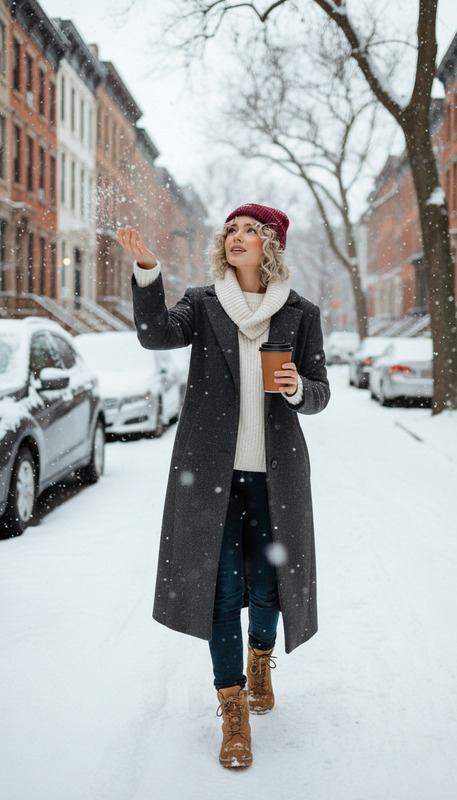 First snow coffee walk