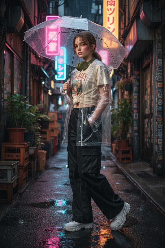 Tokyo neon rain walk