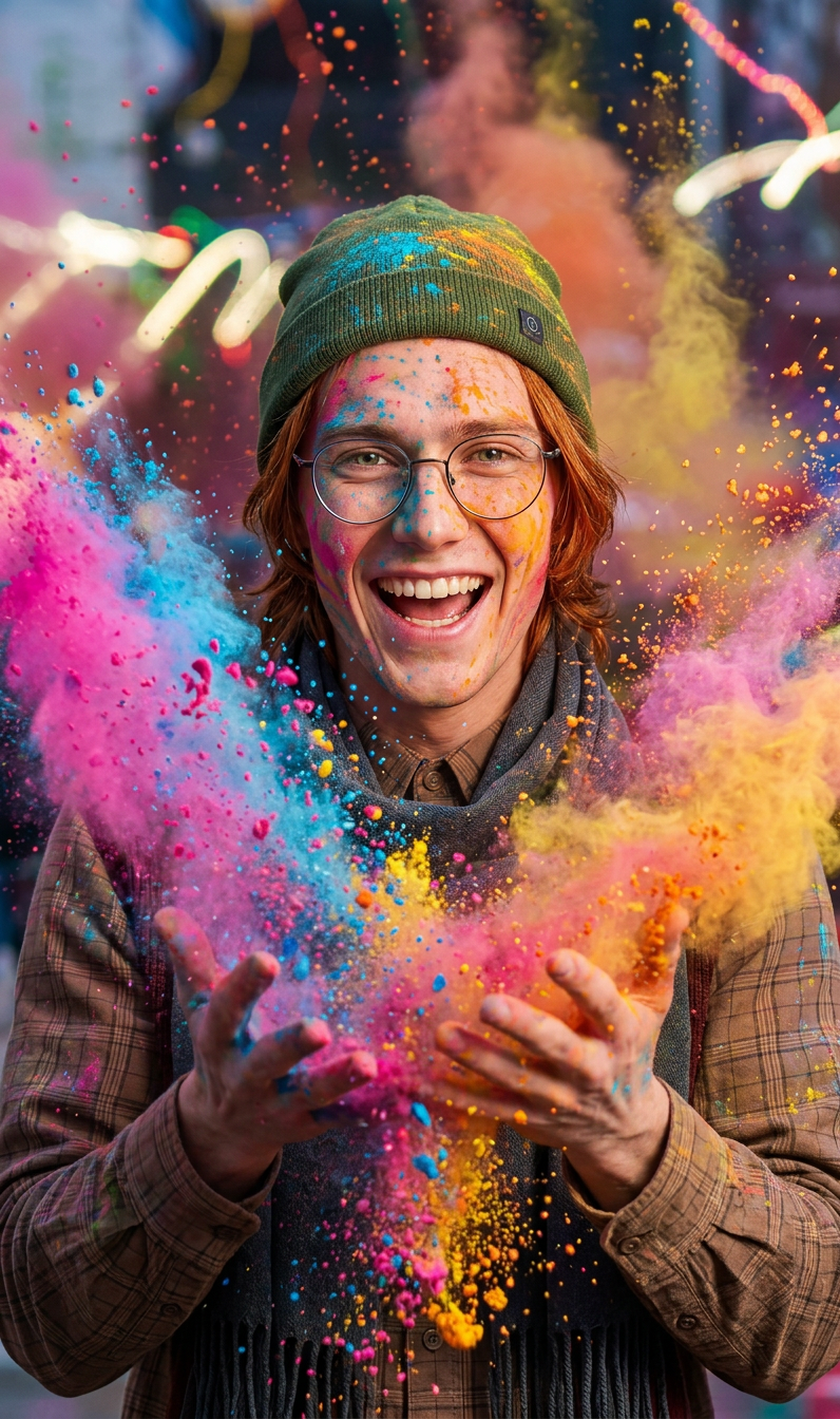 Colorful powder explosion