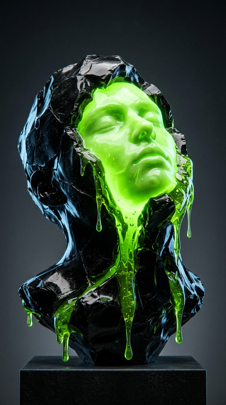 Obsidian Core Sculpture