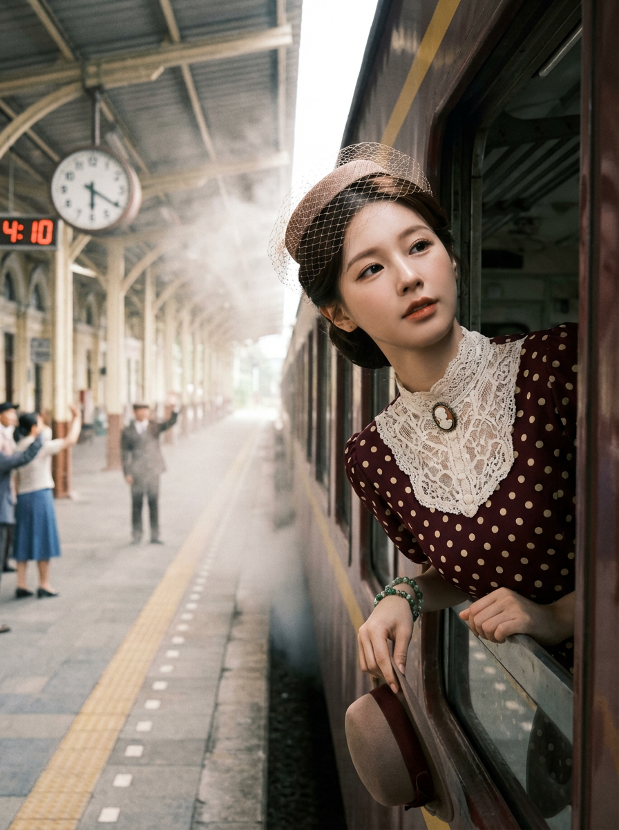 Wistful Train Departure Portrait