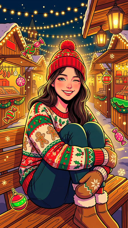 Neon Christmas Wink – Cozy Chaos