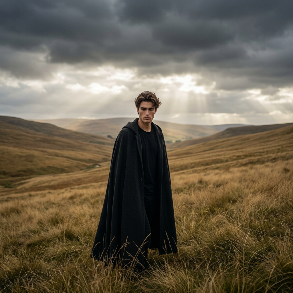 Solitary Wanderer in Golden Hills