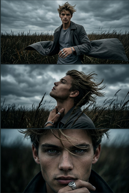 Moody Triptych Portrait