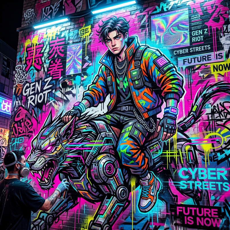 Cyberpunk Graffiti God