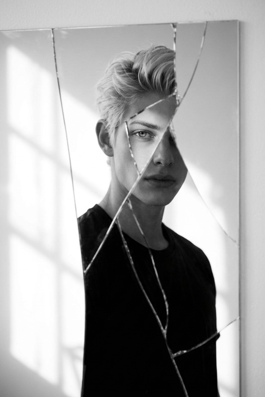 Cracked Mirror Monochrome Portrait