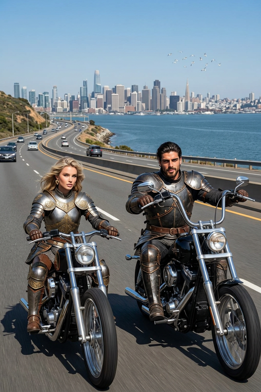 Armed Bikers On Coastal Highway