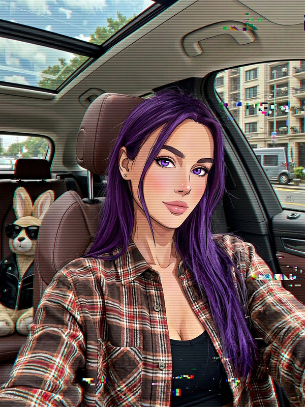 Cute Anime Girl With Glitch Art