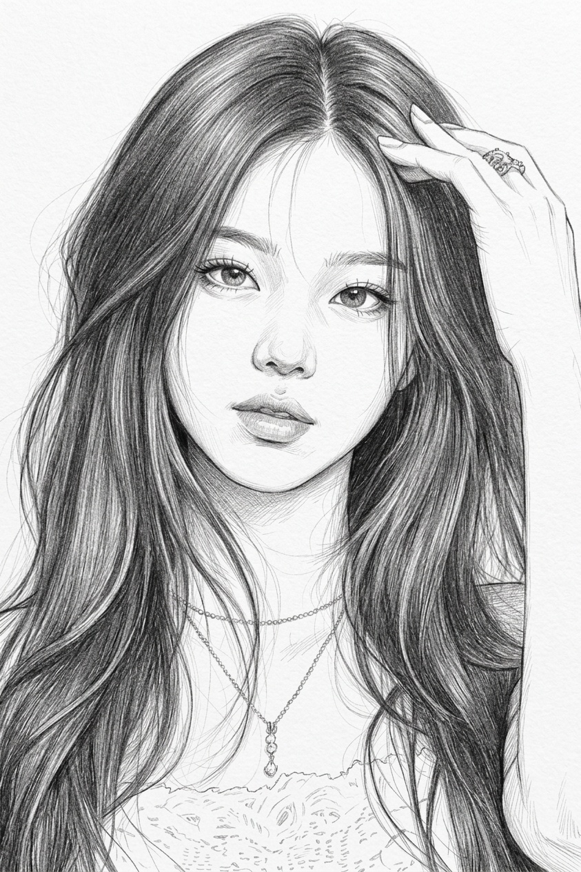 Black & White Elegant Sketch Portrait