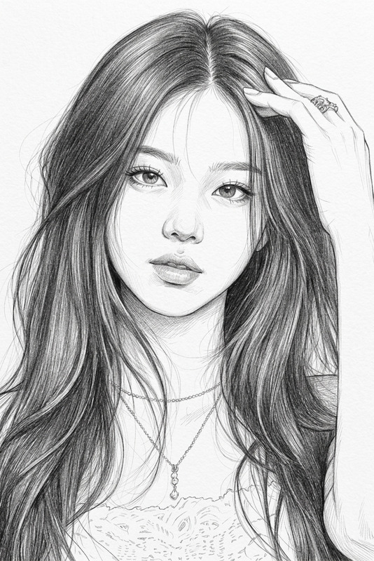 Black & White Elegant Sketch Portrait