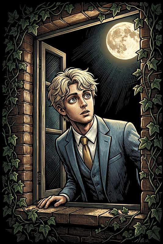Moonlit Window Gaze