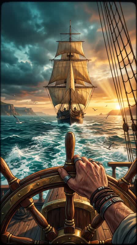 Magic Hour POV Pirate Ship Steering Wheel Image to Video Template magic-hour-pov-pirate-ship-steering-wheel-image-to-video-template