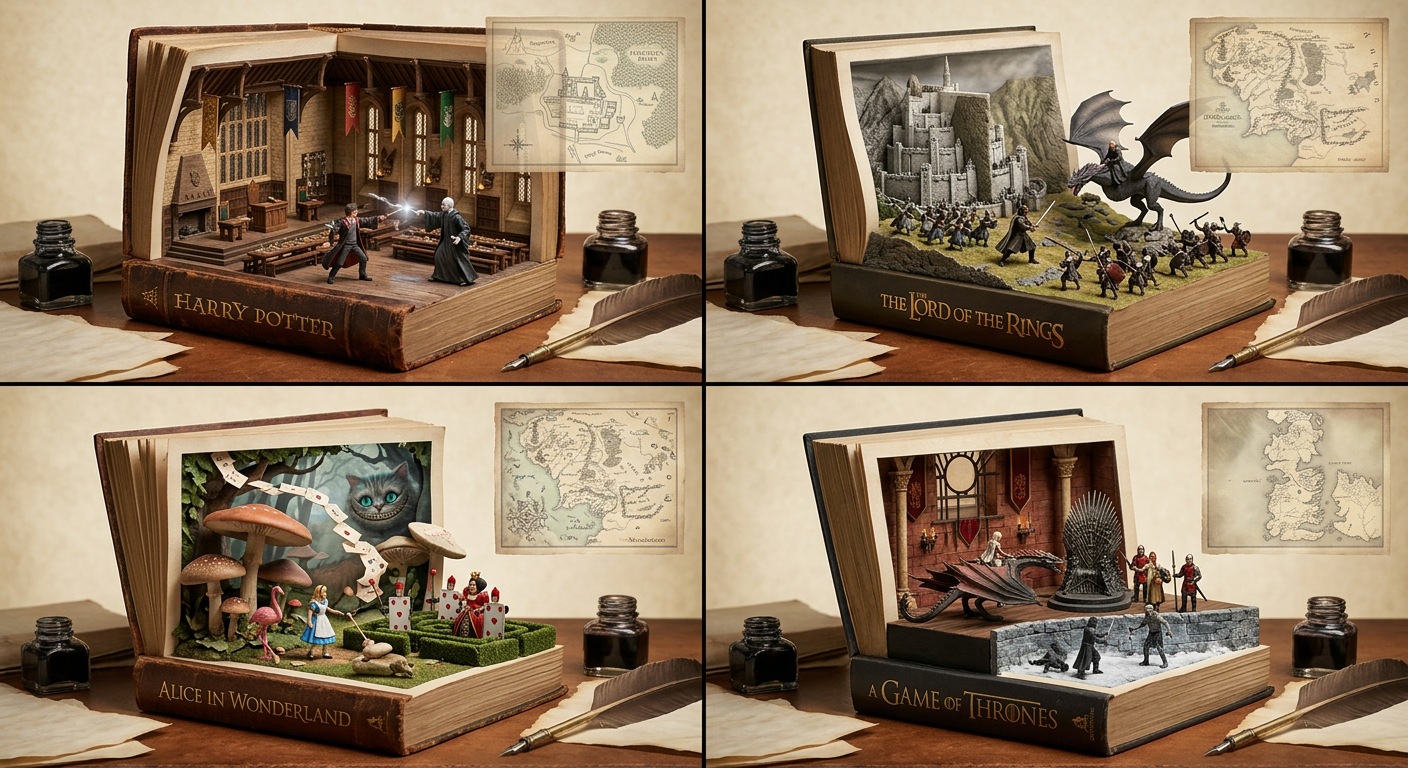 Literary Worlds Diorama Grid