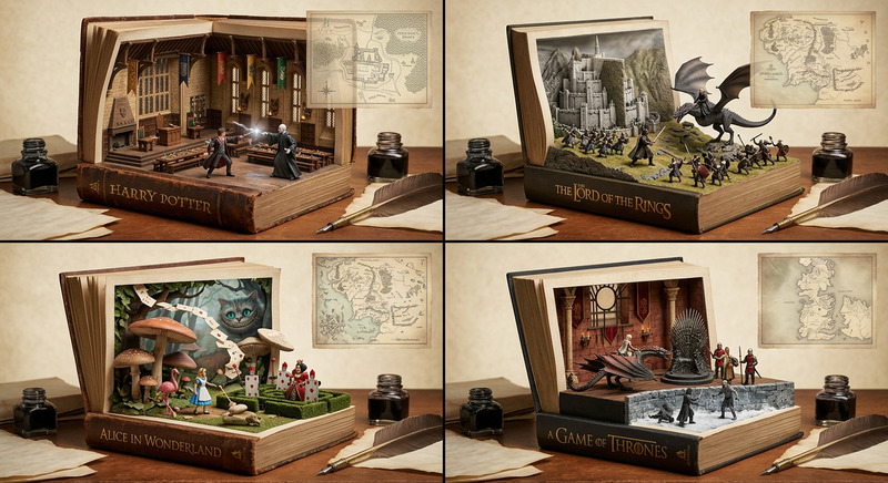 Literary Worlds Diorama Grid