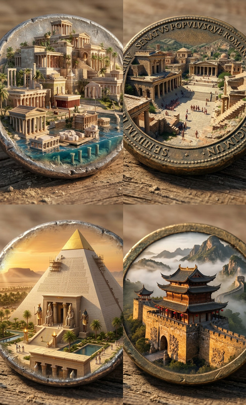 Architectural Diorama Coin Art Grid