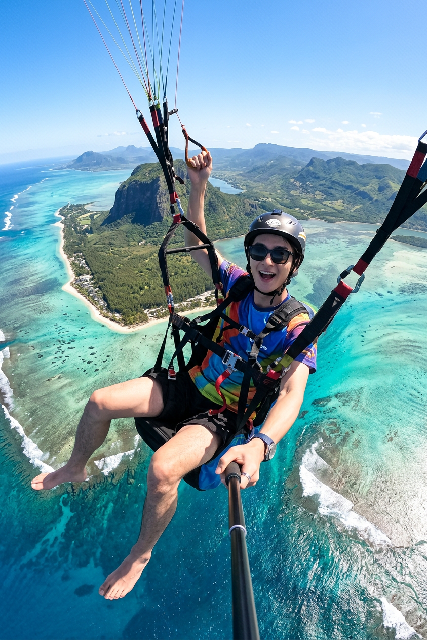 Paragliding Selfie Action Shot