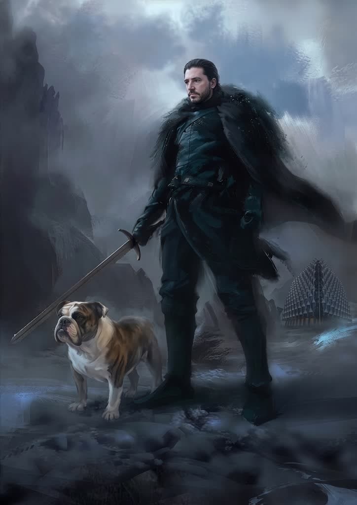 Jon Snow with Bulldog