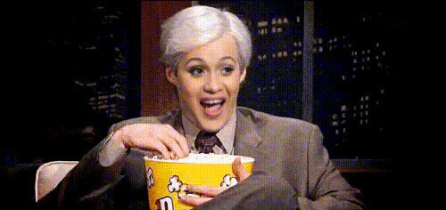 Bill Hader Eating Popcorn Surprised
