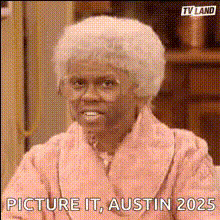 Elderly Woman In Pink Robe