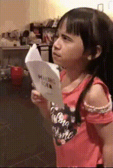 Little Girl Facepalm Reading Paper