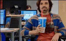 Man Holding Blue Cup