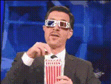 Man In 3D Glasses Eating