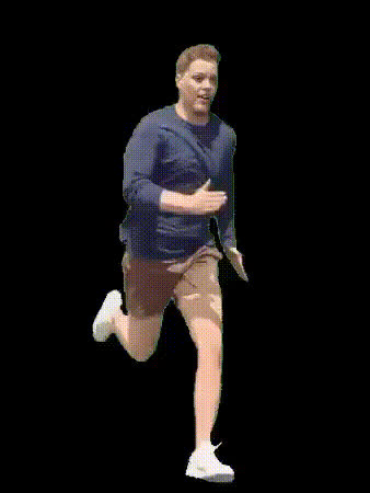 Man Running In Blue Shirt