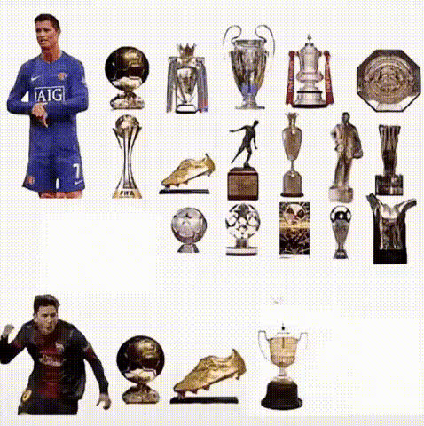Messi And Ronaldo With Trophies
