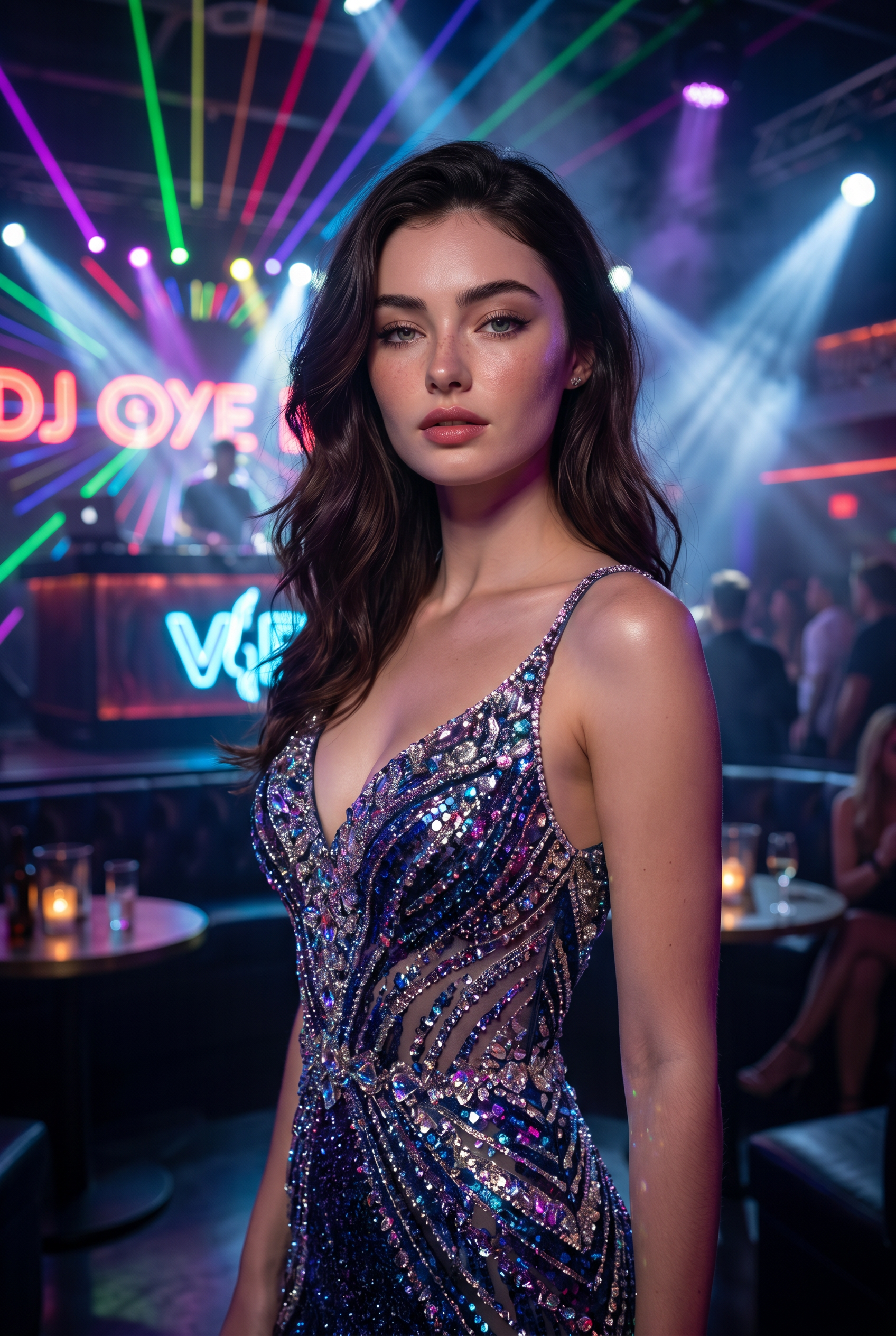 Curvy Woman in Sparkling Dress
