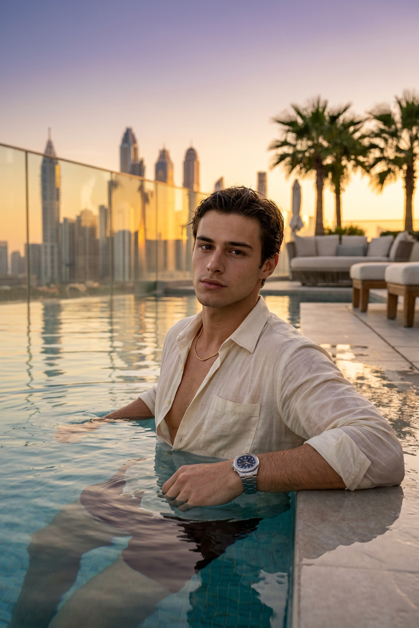 Sunset infinity pool elegance