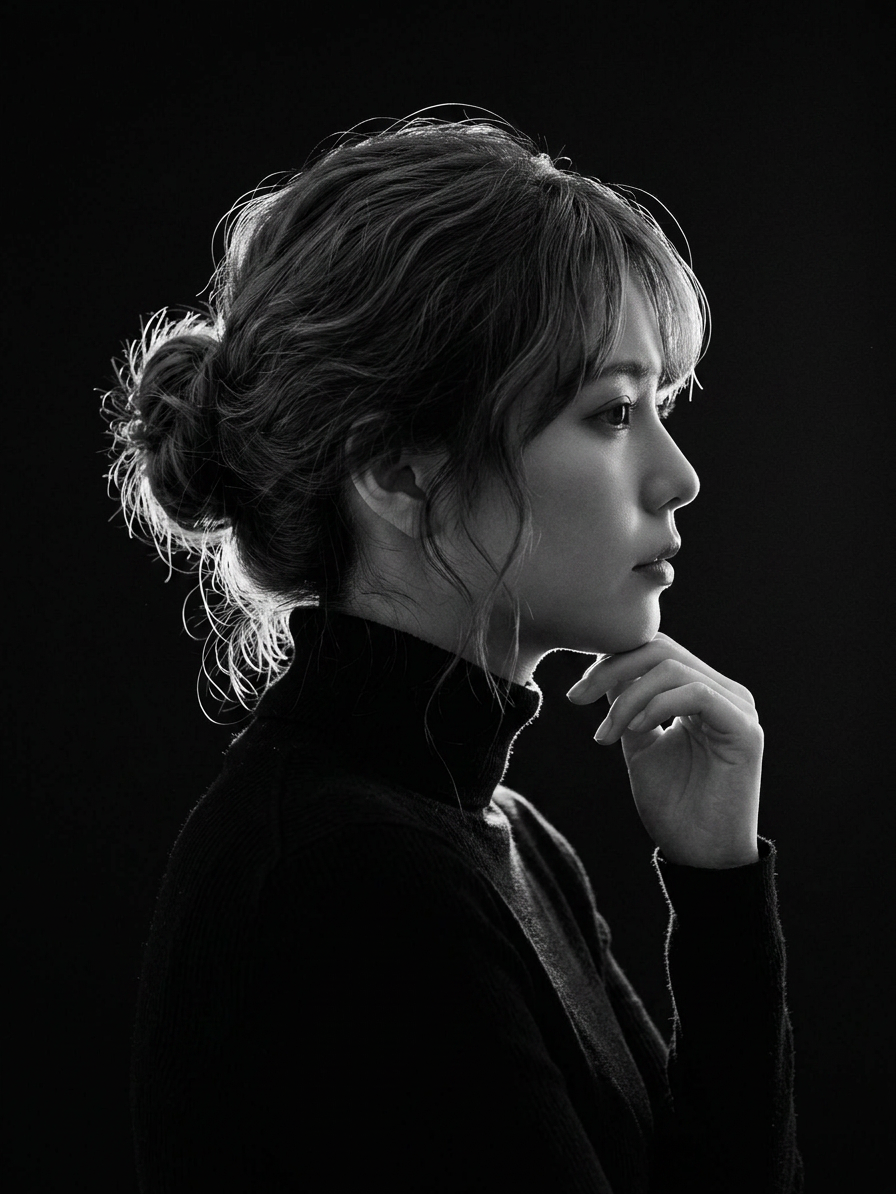 Black Turtleneck Profile Rim Lighting