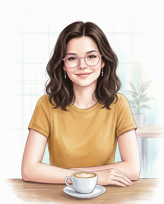 Soft Pastel Cafe Portrait