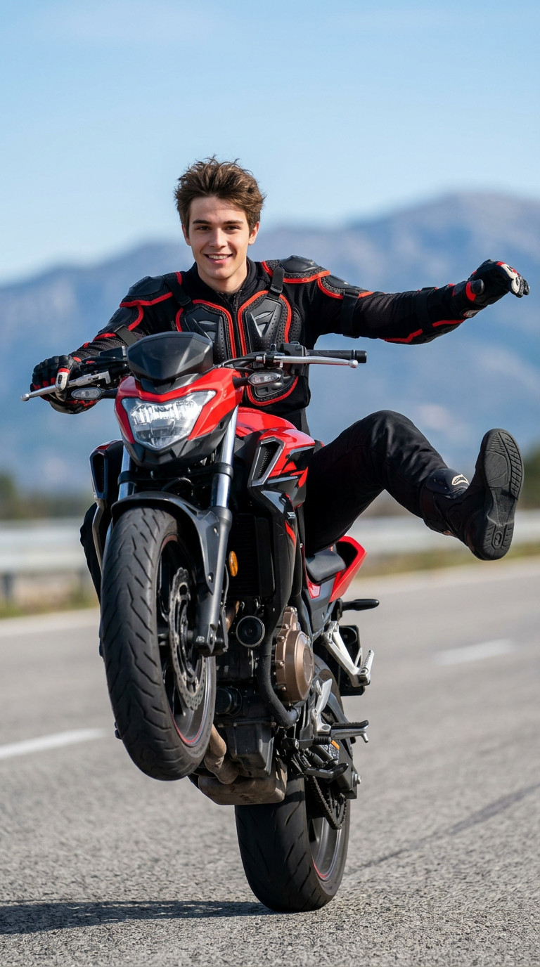 No-Hander Wheelie Action Shot