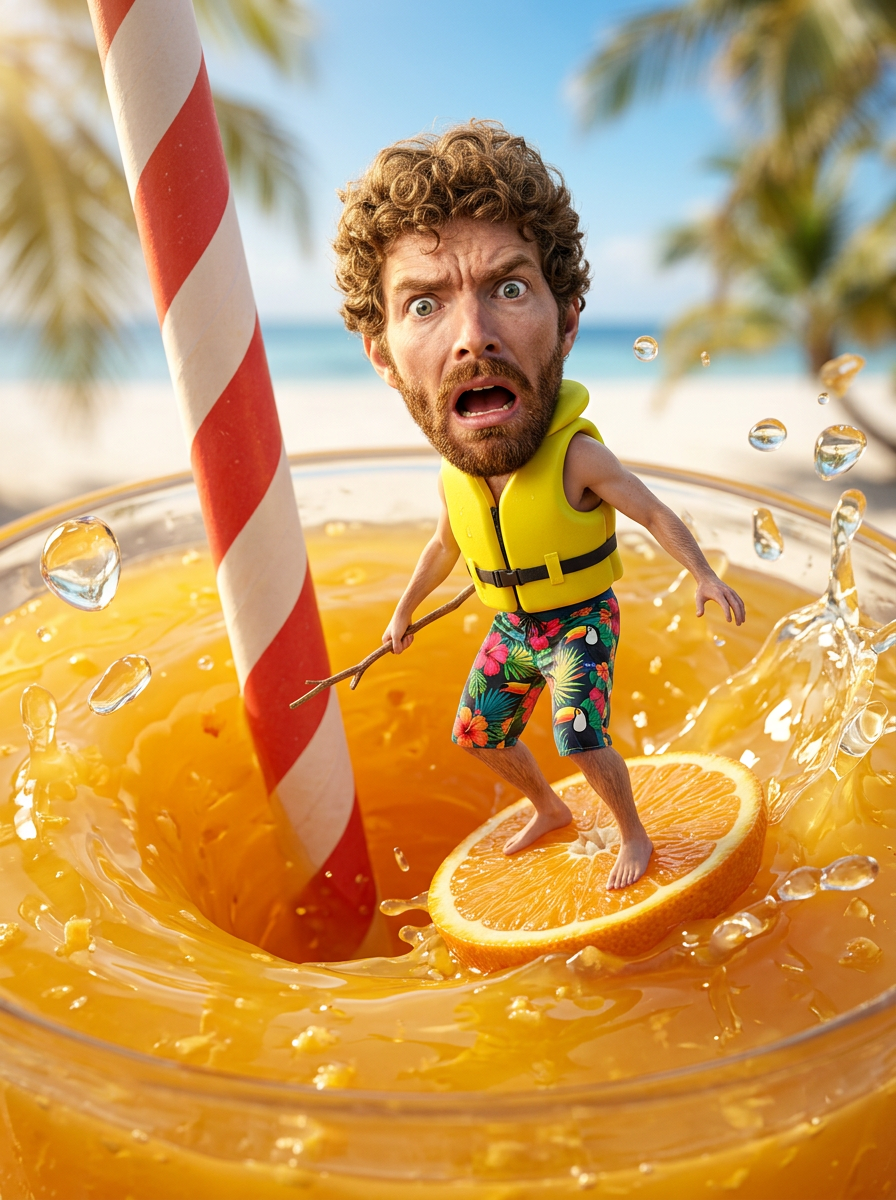 Miniature Orange Juice Surfing