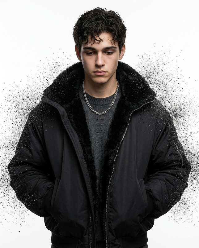 Black Fur Bomber Particle Dispersion