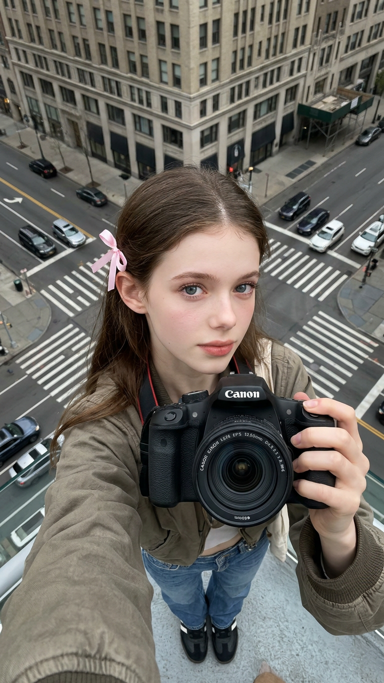 Giant Girl City Intersection Overhead