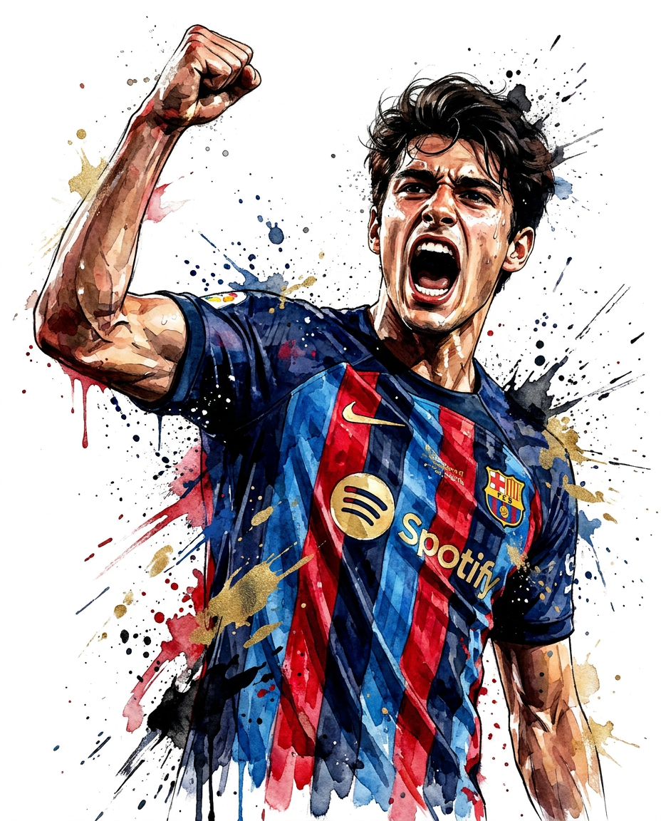 Aggressive Footballer Celebration Art