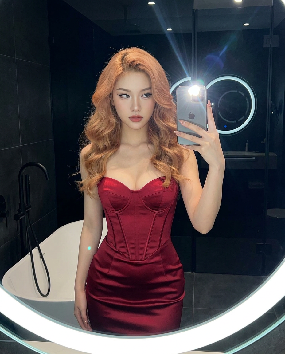 Crimson Glam Mirror