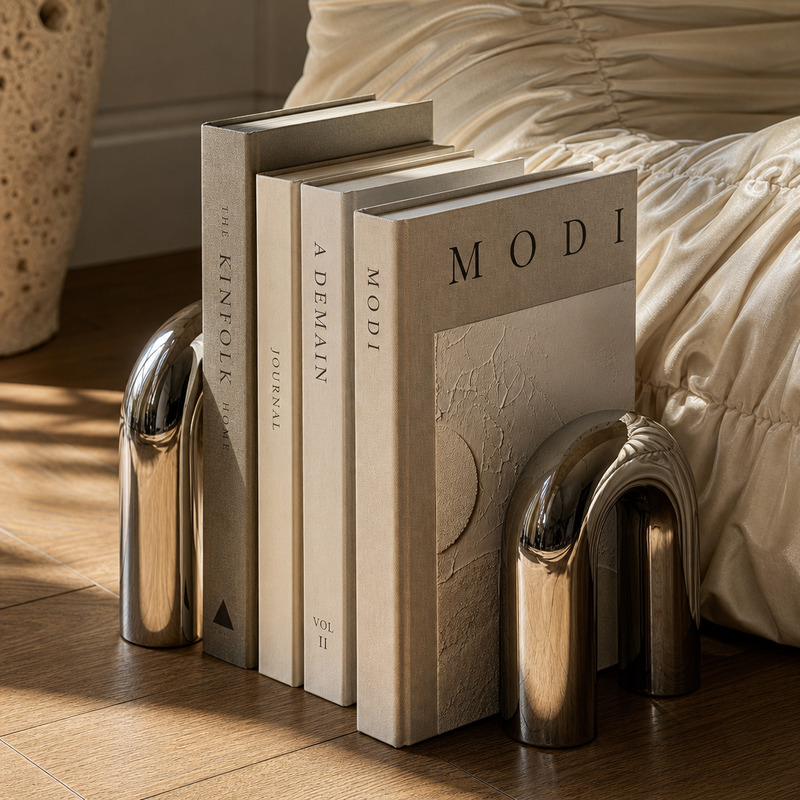 Glossy chrome bookends
