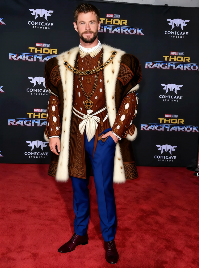 King Henry Viii Fur Trimmed Doublet With Gold Chain