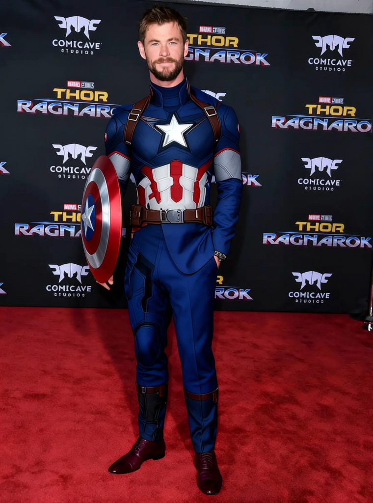 Captain America Blue Patriotic Uniform With Shield 2